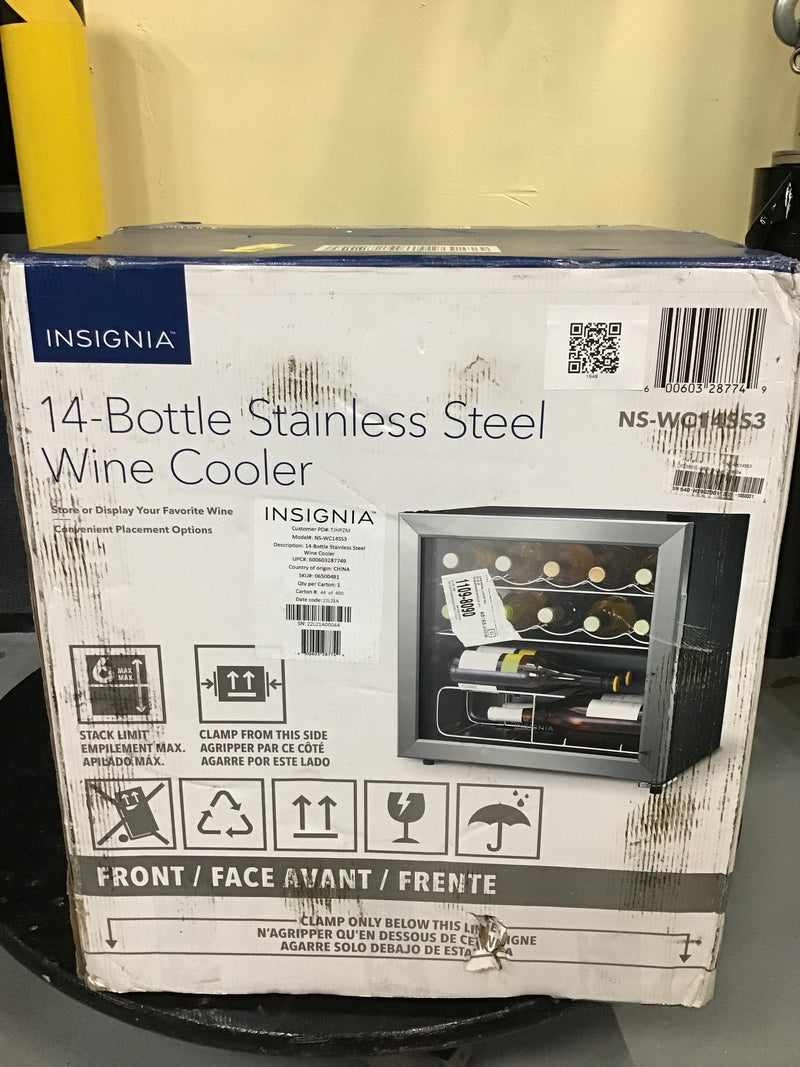 Insignia™ - 14-Bottle Wine Cooler - Stainless Steel - 1948