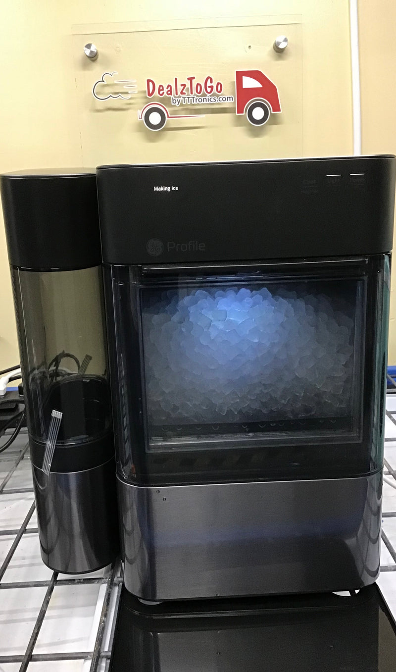 GE Profile - Opal 2.0 24-lb. Portable Ice maker with Nugget Ice Production, XL 1 Gallon Side Tank and Built-in WiFi - Black Stainless Steel