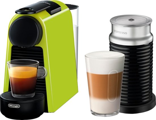 Nespresso - Essenza Mini Espresso Machine with Aeroccino Milk Frother by DeLonghi - Lime Green Listing 1512